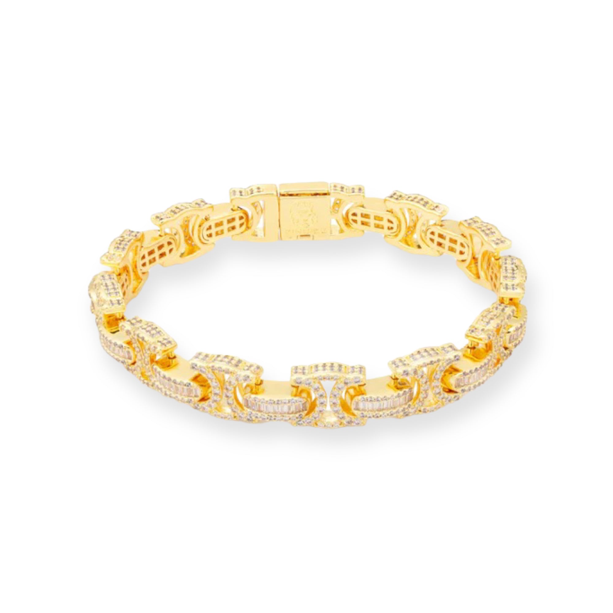 KING ICE: 10mm Iced baguette Cut Byzantine Bracelet